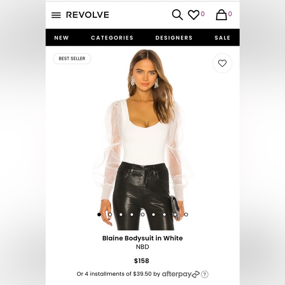 NBD white bodysuit with puff sleeves - Picture 5 of 7